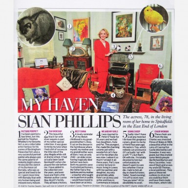 Sian Phillips at home with her portrait by Stephen B. Whatley - Daily Mail 2012