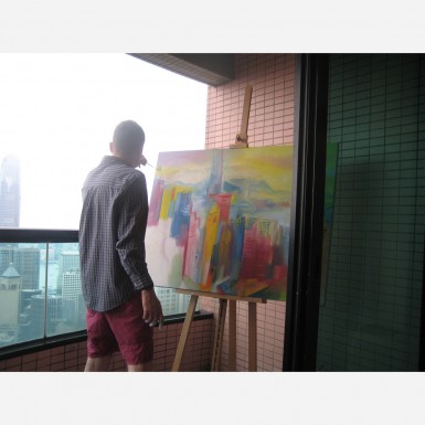 Stephen B. Whatley painting Victoria Harbour, Hong Kong - 2014